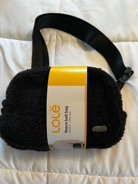 Brand New Lole Black Fleece Travel Crossover Belt Bag Adjustable Strap Travel